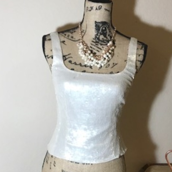 Shimmering White Sequined Giorgio Armani Cami - Picture 6 of 8